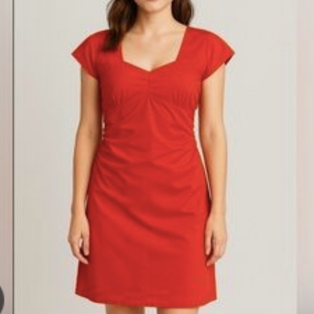 Robert Rodriguez Orange V-Neck Sleeveless Ruched Dress Size 4